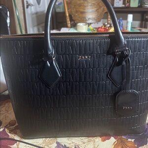 DKNYC Black cross body Bag with Silver Details.